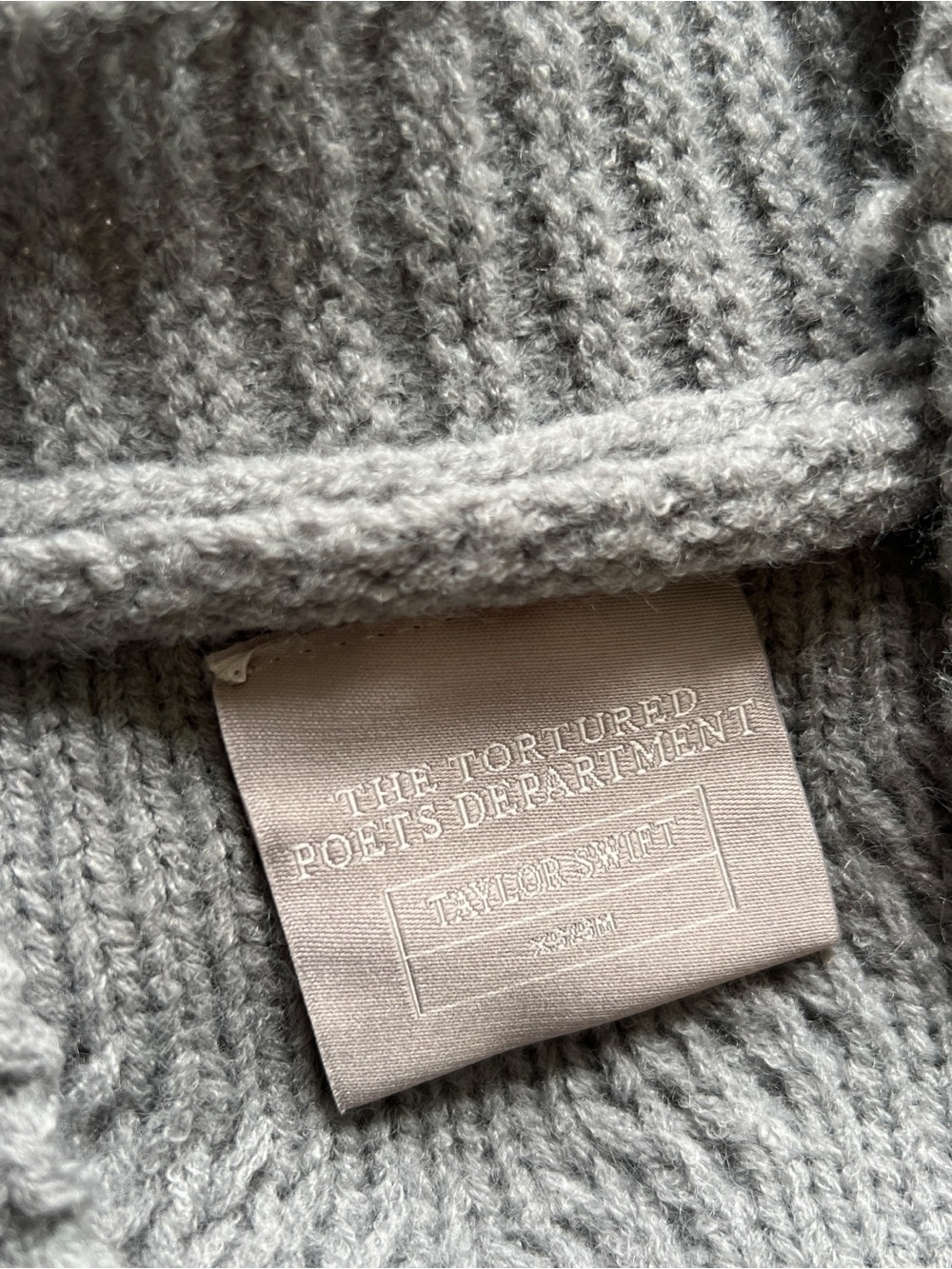 Taylor Swift Tortured Poets Department Light Gray Cable Knit Button Cardigan - Picture 6 of 7